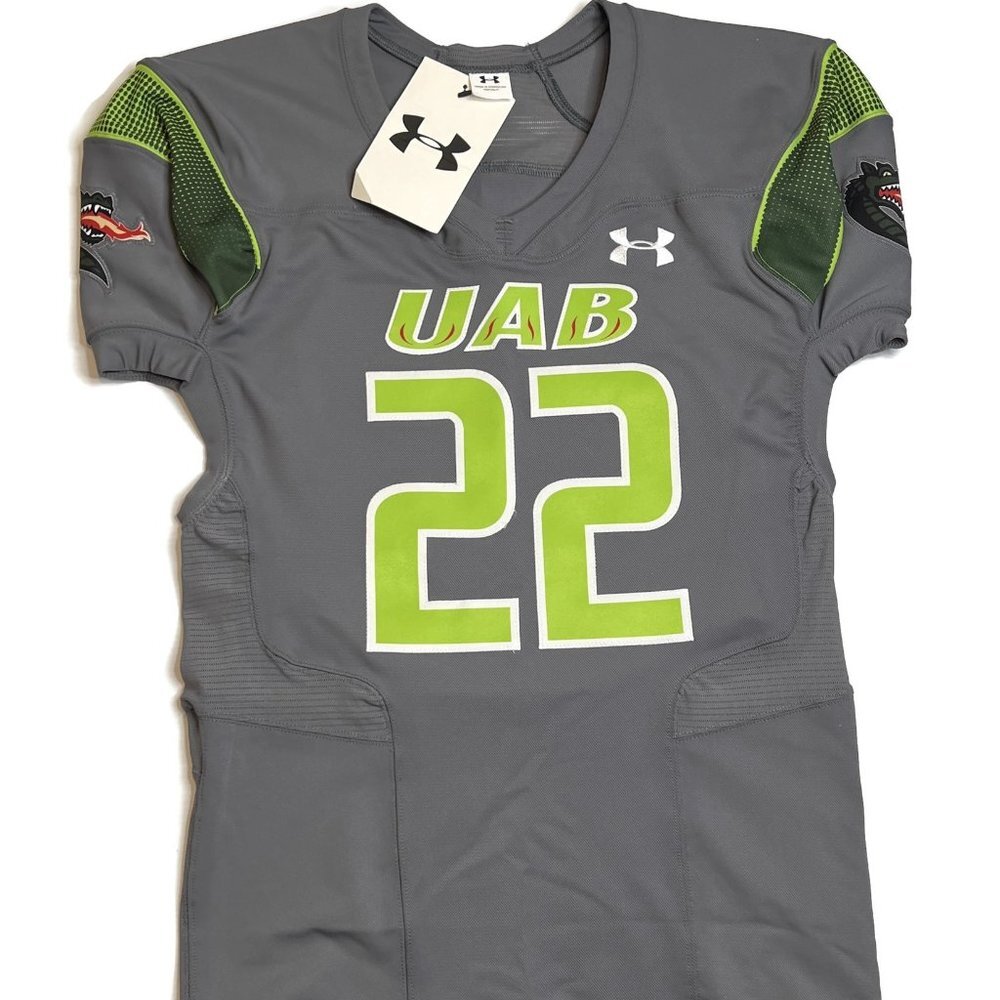 Under Armour UAB Football Jersey Authentic Mens XL New Gray #22 Sewn